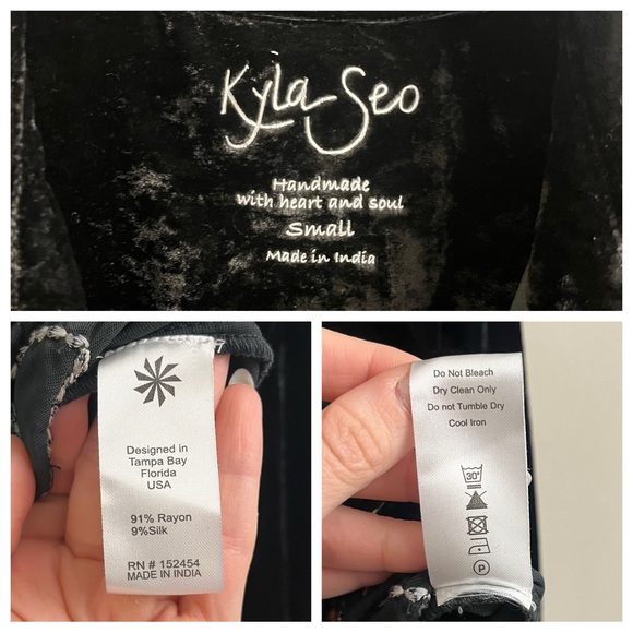 NWT Kyla Seo Wrenley Velvet Embroidered Long Sleeve Button Down Shirt Size Small - Picture 12 of 14